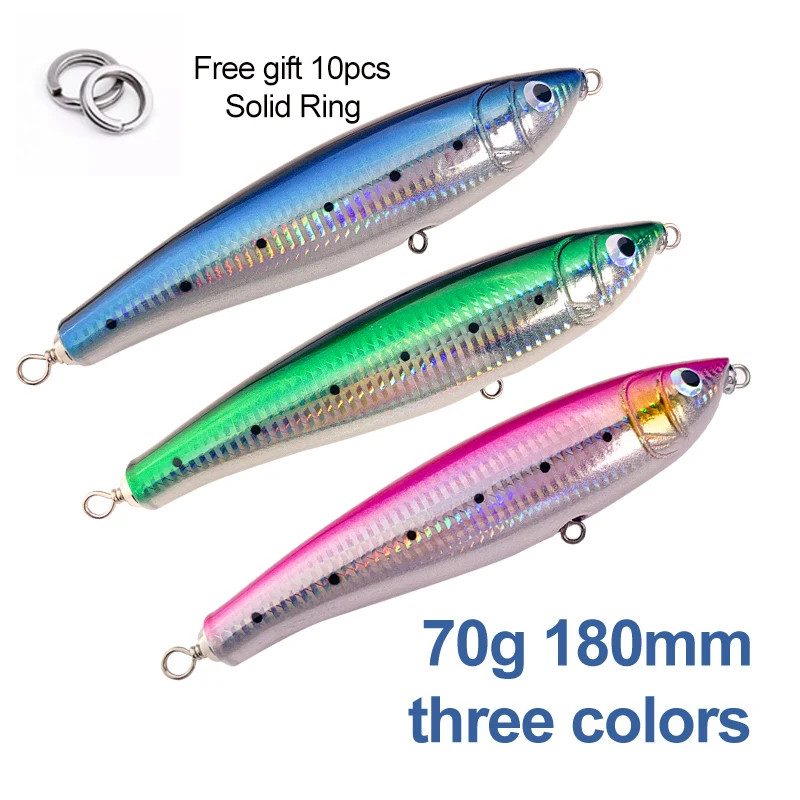 

OBSESSION Fishing Topwater Hand carved wood lure 70g 180mm Surface Trolling Lure Deep Sea Pencil Boat Fishing Artificial Bait
