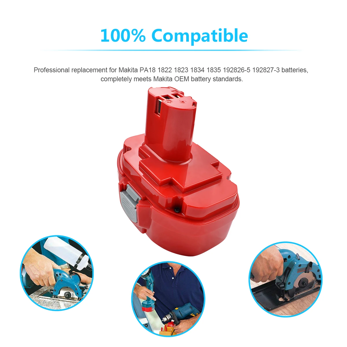 Turpow PA18 18 v 4000Ah用バッテリー1822 1823 1835 6391D 6343D 4334D 8443D UB181D ML183 192826-5バッテリー18ボルトツール