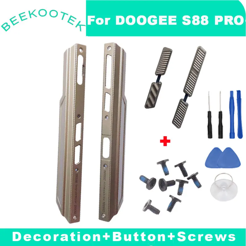 New Housing A Front shell Middle Side Metal Frame Cases + Power Volume SOS Button+Screws Repair Parts For Doogee S88 Pro Phone