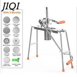 JIQI-Machine à Presser les Pâtes en Acier Inoxydable, Appareil Manuel à Manivelle, Coupe-Spaghetti Domestique, 9 Moules à Pâte Interchangeables