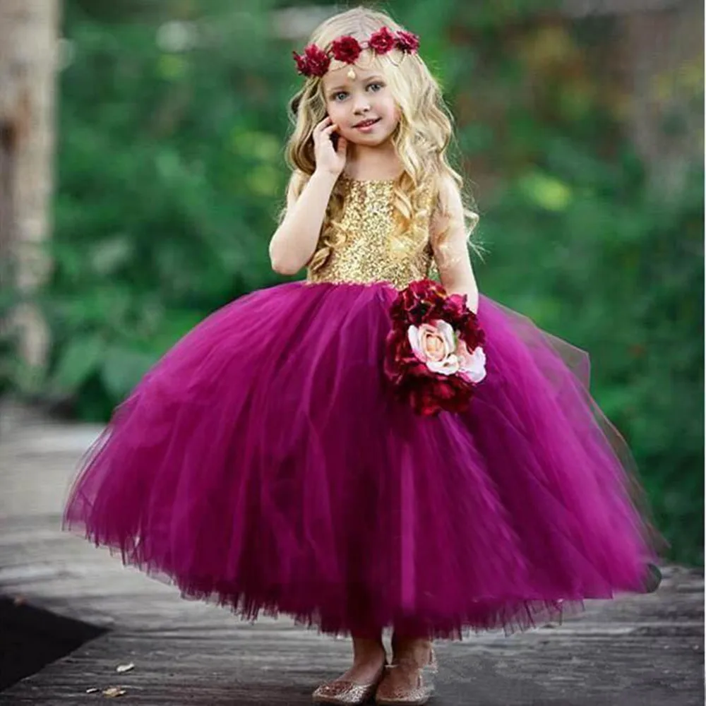 Bling Red Flower Girl Dresses for Wedding One Shoulder 3D Flowers Little Kids Pageant Gowns A Line Vestidos Wedding Party Gowns