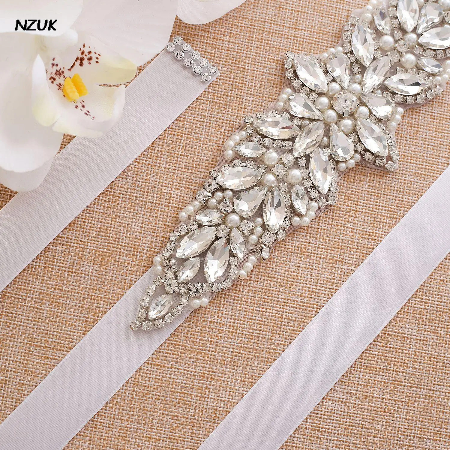 NZUK-Cinturón de novia con adornos de diamantes de imitación para mujer, cinturón de boda ostentoso, para vestidos de dama de honor, Beltceinture mariage