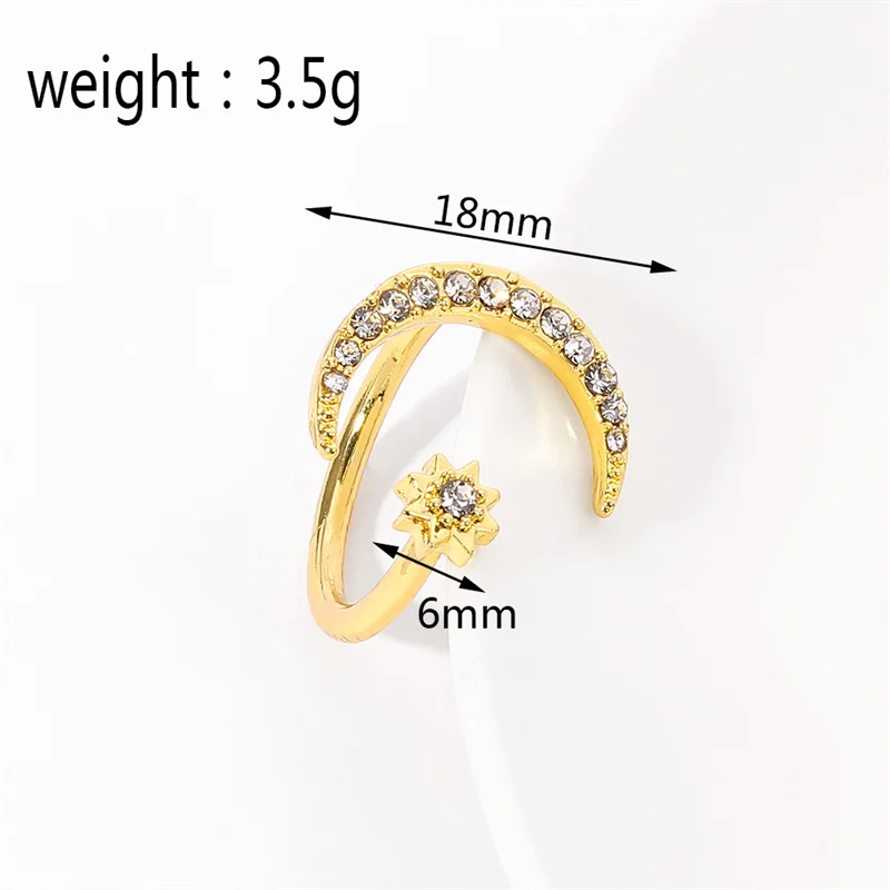 Fashion Ring Moon Star Open Finger Golden Adjustable Rings Fashion Romantic Lady Cocktail Party Rings Wedding Jewelry Ring