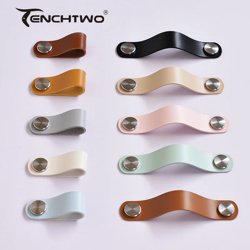 TENCHTWO Modern Kitchen Furniture Handles Cupboard Closet Cabinet Knobs Drawer Door Pulls Gold/Silver Brass Artificial Leather
