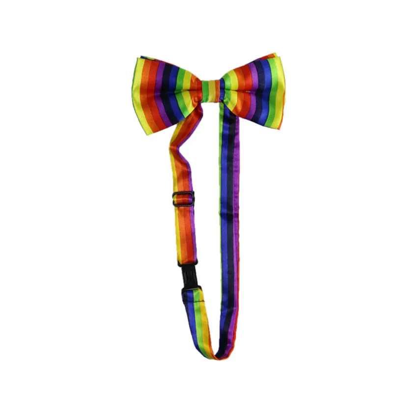 Winfox Unisex 1 Inch Wide Adjustable Y-Back Rainbow Striped Suspenders For Men Women