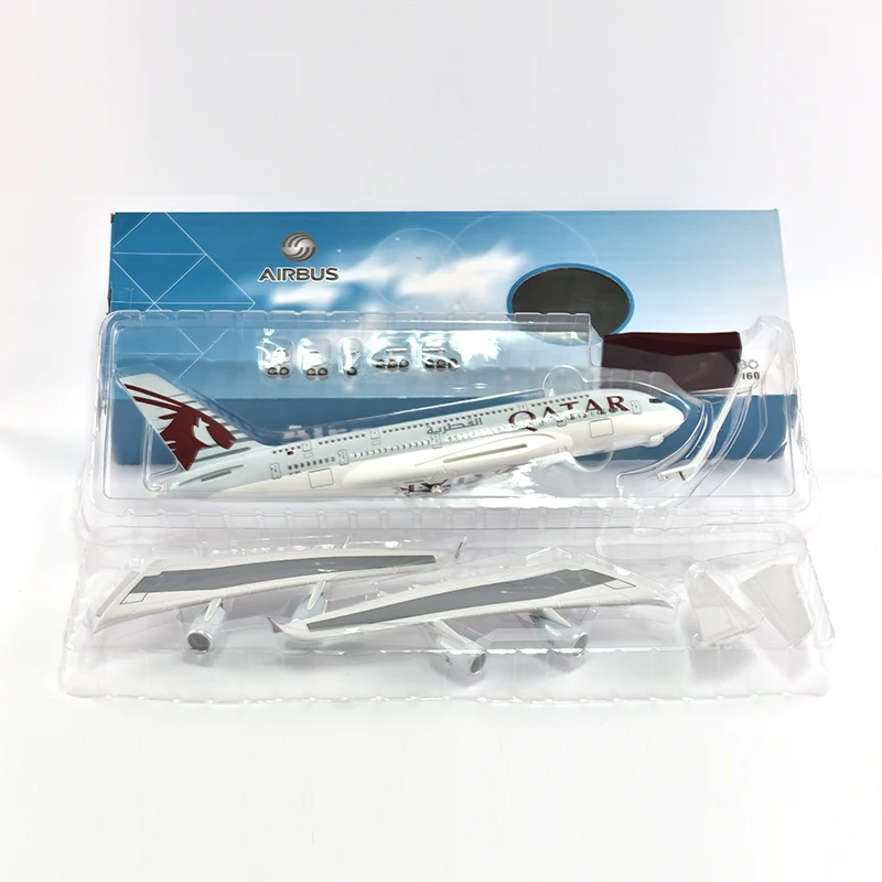 JASON TUTU 46cm Airplane Model Aircraft Qatar Airbus A380 1/160 Scale Diecast Resin Light and Wheel Plane Gift Collection