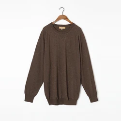 Pull en cachemire fin avec fil peigné pour homme, pull fin en tissu naturel, de haute qualité, brun café, pur, 100%