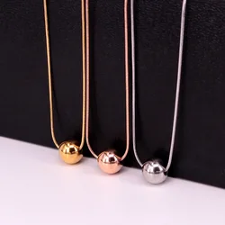 Fashion  New Solid Transit Round Steel Ball Pendant Snake Bone Necklace For Women's Party Love Gifts Wholesale Jewelry