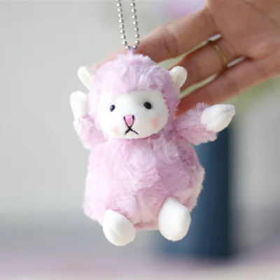 Cute Blusher Lamb Keychians Creative Sweet Heart Plush Animal Sheep Key Chain Pendant For Girl Bag Keyring Gifts Lovers Gift