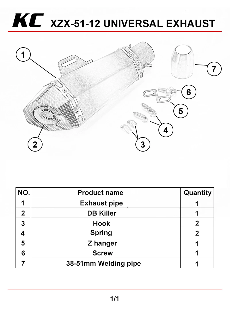 51mm Inlet Universal Motorcycle for Yoshimura Exhaust Muffler FZ1 R6 R15 R3 ZX6R ZX10 Z900 1000 CBR1000 GSXR1000 650 K7 K8 K11