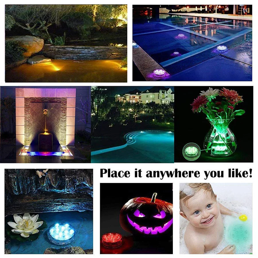 RGB Remote Control Submersible Light IP68 Waterproof Underwater Lights Pond Swimming Pool Decorative Night Lamps For Aquarium