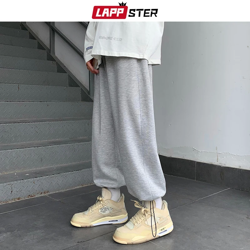 LAPPSTER Men Japanese Streetwear Solid Baggy Joggers Pants 2020 Man Korean Fashion Hip Hop Sweatpants Couple Black Trousers 5XL