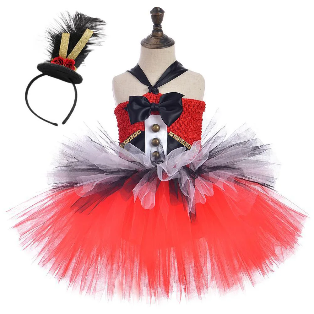 Circus Ringmaster Cosplay Dress Costume for Girls Kids Punk Rock Tutu Dresses Baby Girl Christmas Halloween Costumes Children