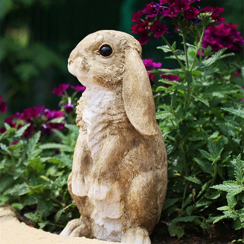 Garden Accessories Simulation Rabbit Courtyard Decoration Outdoor Ornaments Animal Resin Sculpture Gardening Landscaping