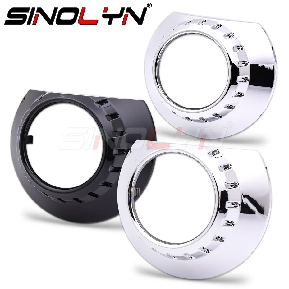 Sinolyn Dust Bezels Black E46 Projector Shrouds Tuning Replace For Hella 3R G5/Koito Q5/WST Bi-xenon Lens Car Lights Accessories