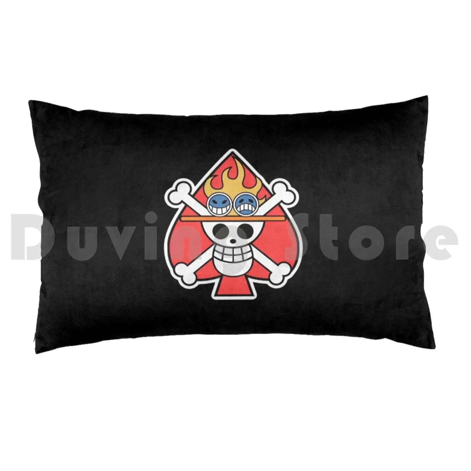 Red Spade Pillow Case DIY 50*70 Shonen Pirate Fire Anime Manga Ace Heat Jolly Roger