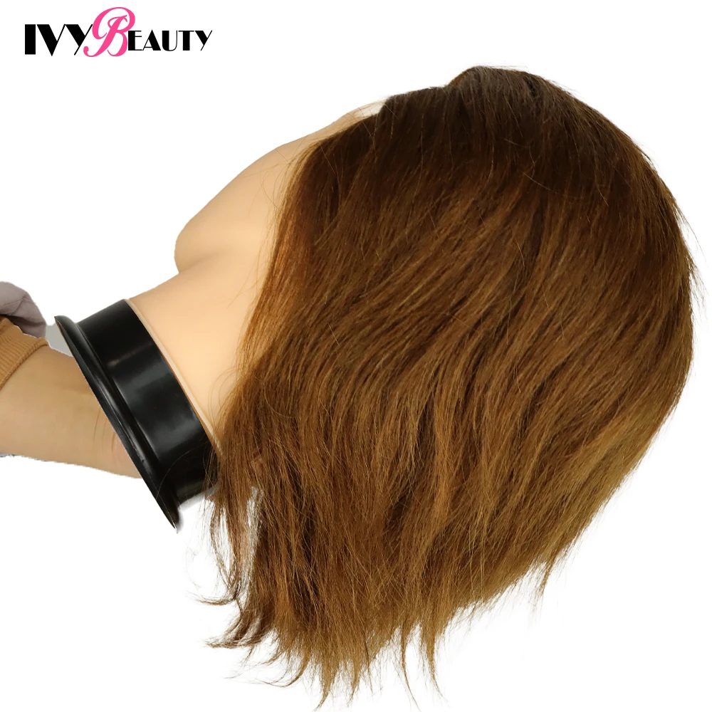 100% Real Hair Male Mannequin Head For Hairdressers Salon Hairdressing Male Training Head With Hair Beard Cutting Practice