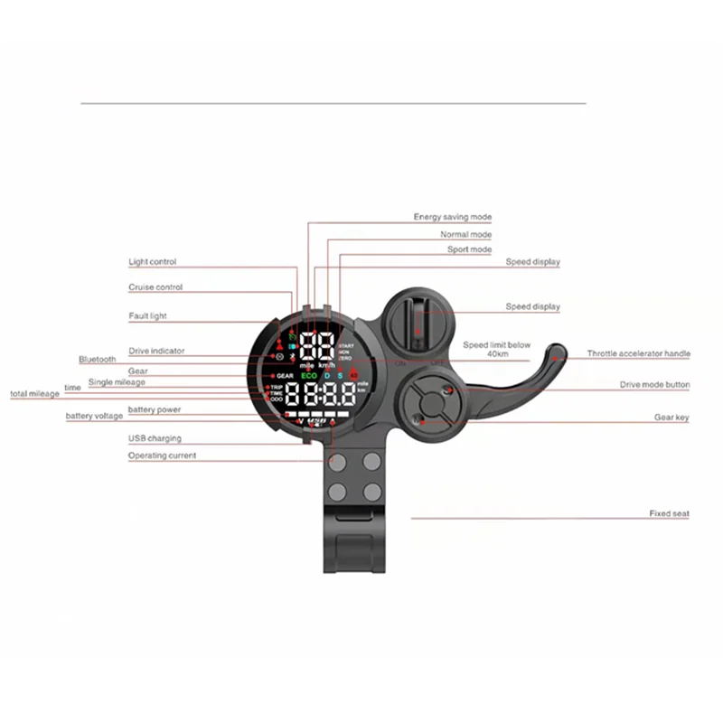 LIVIAE Li Ya controlador inteligente de pantalla para patinete eléctrico, interruptor de acelerador, regulador de velocidad de CC sin escobillas,