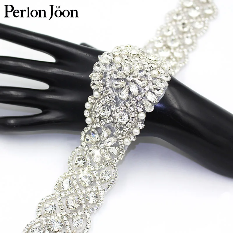 1PC DIY Handmade bridal belt Rhinestone Applique and trim Sewn or ironed for wedding dress decoration Crystal belt WH030