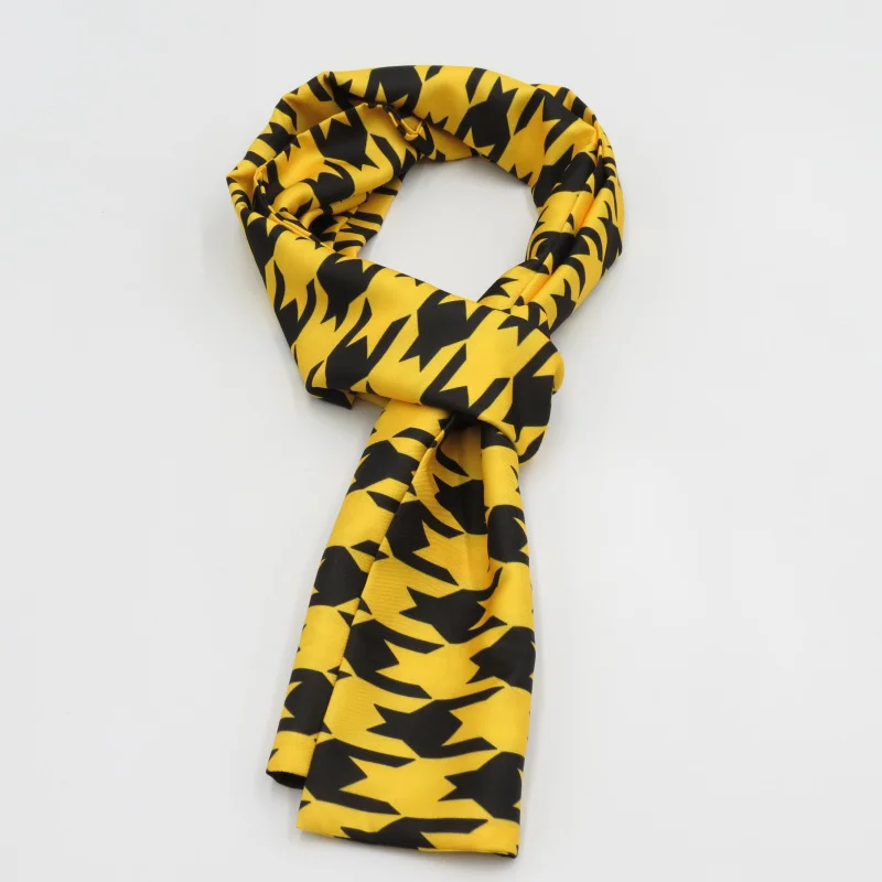 weiliboyin Yellow men\'s scarf black thousand bird pattern design fashionable and versatile women\'s long silk scarf