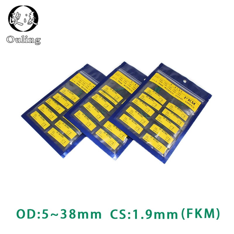 

O-Ring Fluorine rubber Ring Green FKM multiple size repair kit combination thickness CS1.9mm Seal Oil Gaskets wear resistant