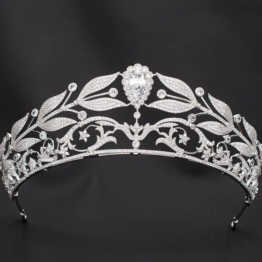 2020 Leaves New Design Cubic Zirconia Bridal Wedding Tiara Diadem Hair Jewelry Accessories Hairpieces CH10341