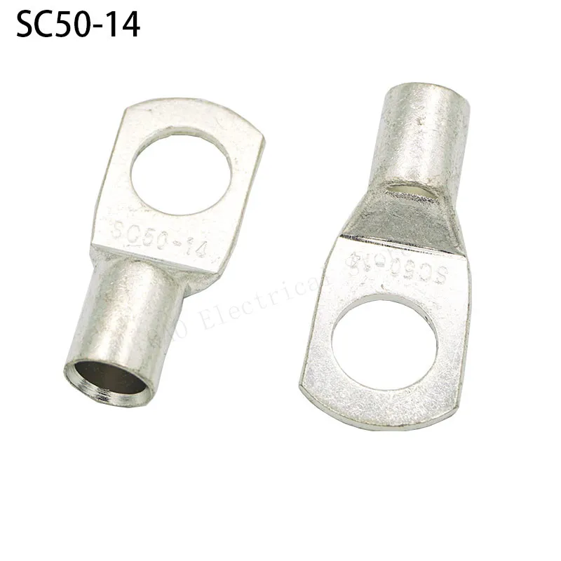 10PCS/5PCS SC50-6 50-8 50-10 50-12 Copper Cable Lug Kit Bolt Hole Tinned Cable lugs Battery Terminals copper nose Wire connector