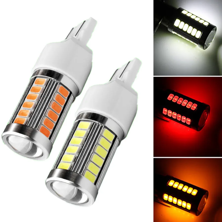 100pcs T20 7443 W21/5W 33 SMD 5630 LED Yellow Red White Car Tail Bulbs Brake Lamp 33smd 5730 LED Auto Daytime Running Light