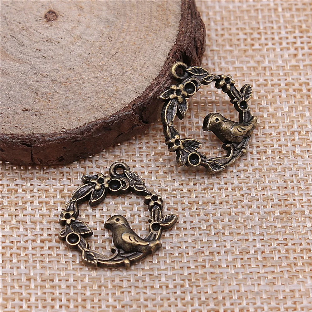 free shipping 30pcs 21x21mm antique bronze Little bird charms diy retro jewelry fit Earring keychain hair card pendant