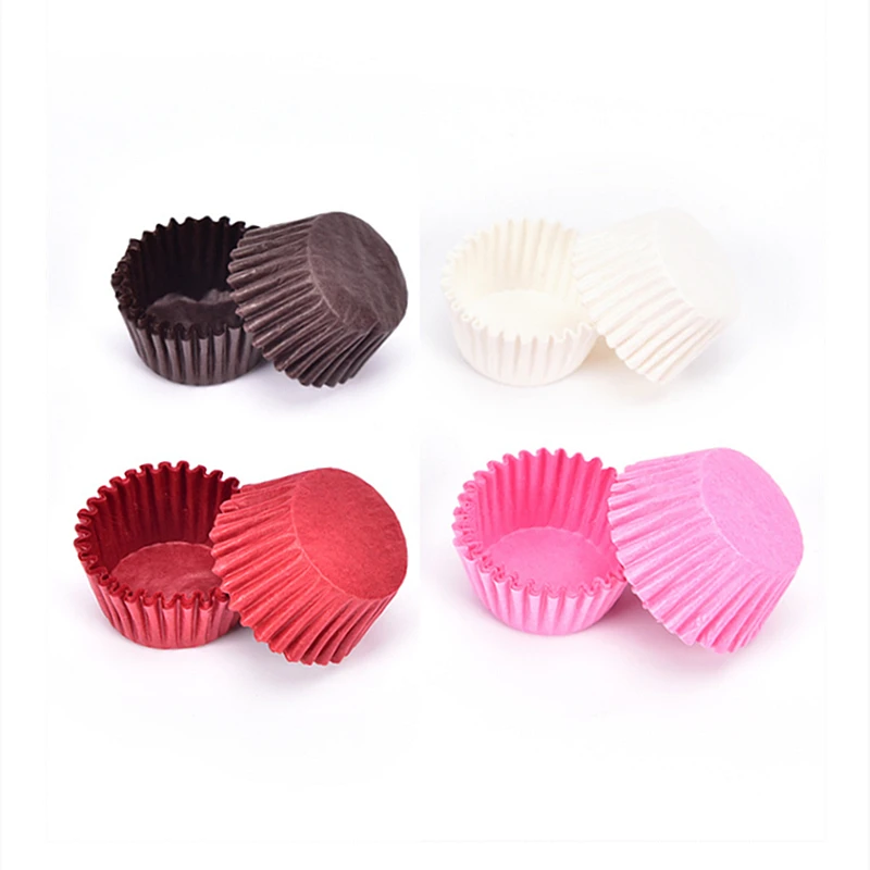 500ชิ้น/ล็อต Mini กระดาษช็อกโกแลต Liners Baking Muffin เค้ก Cupcake กรณีสีทึบ2X2ซม.ขายส่ง