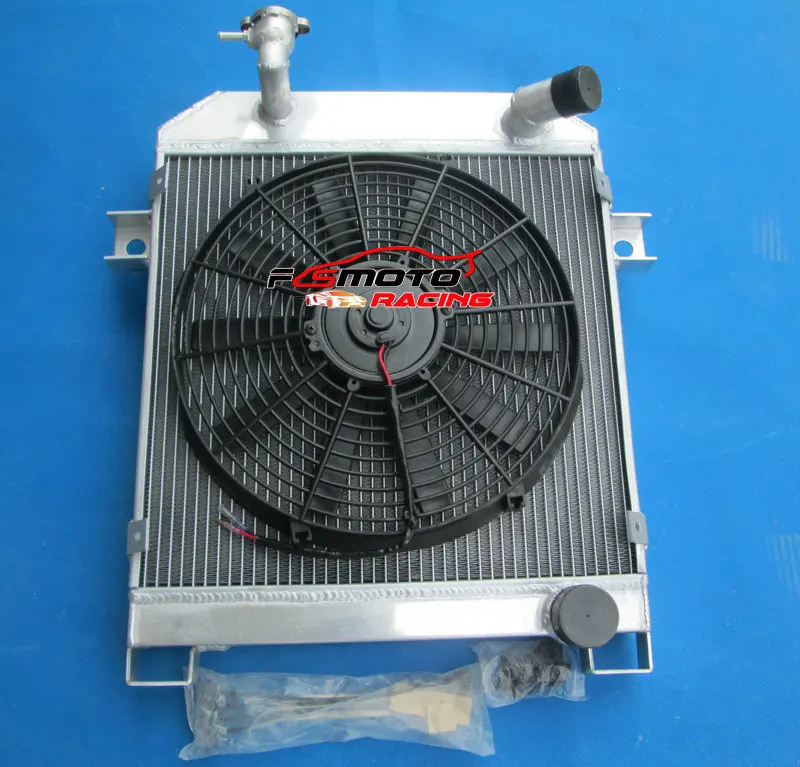 Aluminum Radiator + Fan For Jaguar MK1/MK2 MK I/II S-TYPE Saloon MT Manualn 1955-1967 56 57 66 65 64 63 62 61 60