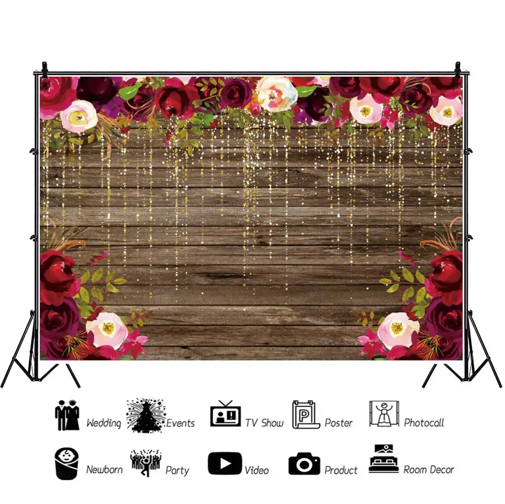 Yeele ко Дню Святого Валентина фон для фотографирования свадеб доска с цветочным рисунком с блестками фотосессии на день рождения декоративный фон для фотосъемки в фотостудии