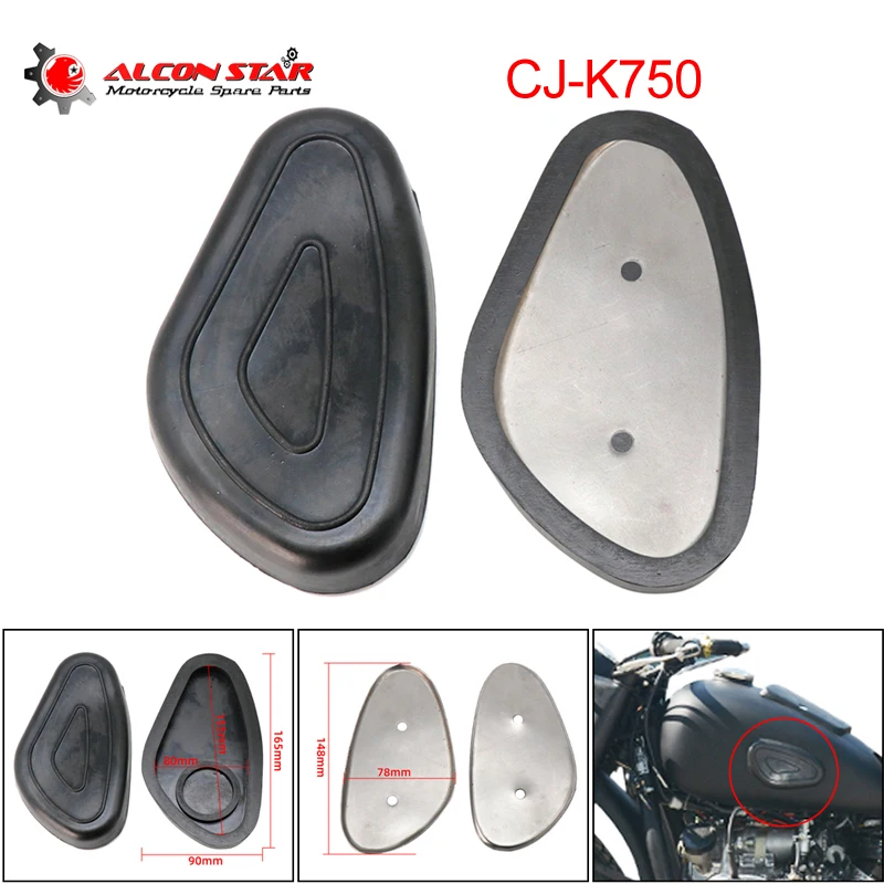 Alconstar- Black Motorcycle Fuel Tank Side Rubber Pads for BMW R51 R52 R71 R72 R75 For Ural M71 M72 for CJ-K750 K750 Racing