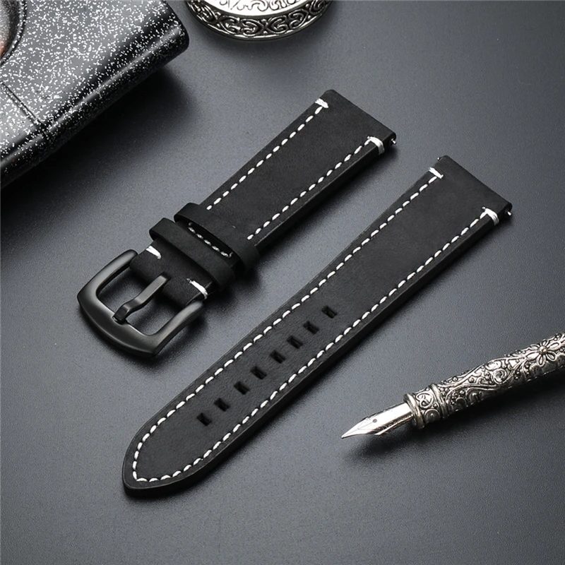 High Quality Quick Release Watchbands Crazy Horse Luxury Watch Straps 18mm 20mm 22mm 24 mm Double Sided Leather Wrist Band