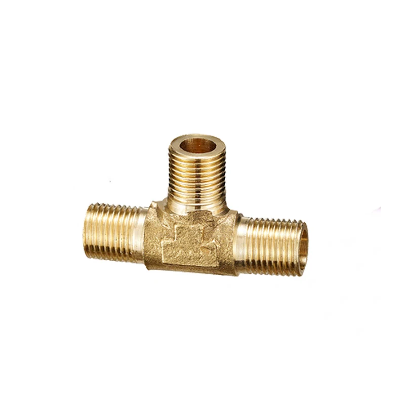Empalmador de latón en forma de T, Conector de púas de cobre, adaptador de acoplador de aire, agua y aceite, manguera de 3 vías, 1/8, 1/4, 3/8, 1/2"