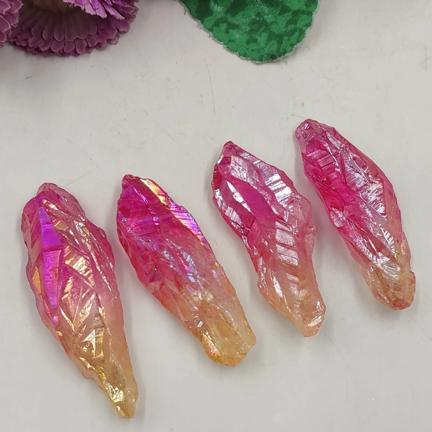 1pc Electroplated Natural Crystal Wand Point Aura Quartz Healing Stone Home Room Decorations Aquarium Mineral Quartz Spiritual