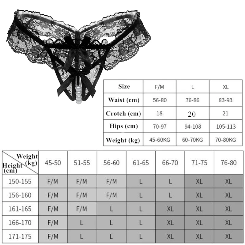 Plus Size Lace Panties Women Sexy Transparent Underwear Pearl Massage Culotte Femme Open Crotch Thongs For Sex Products