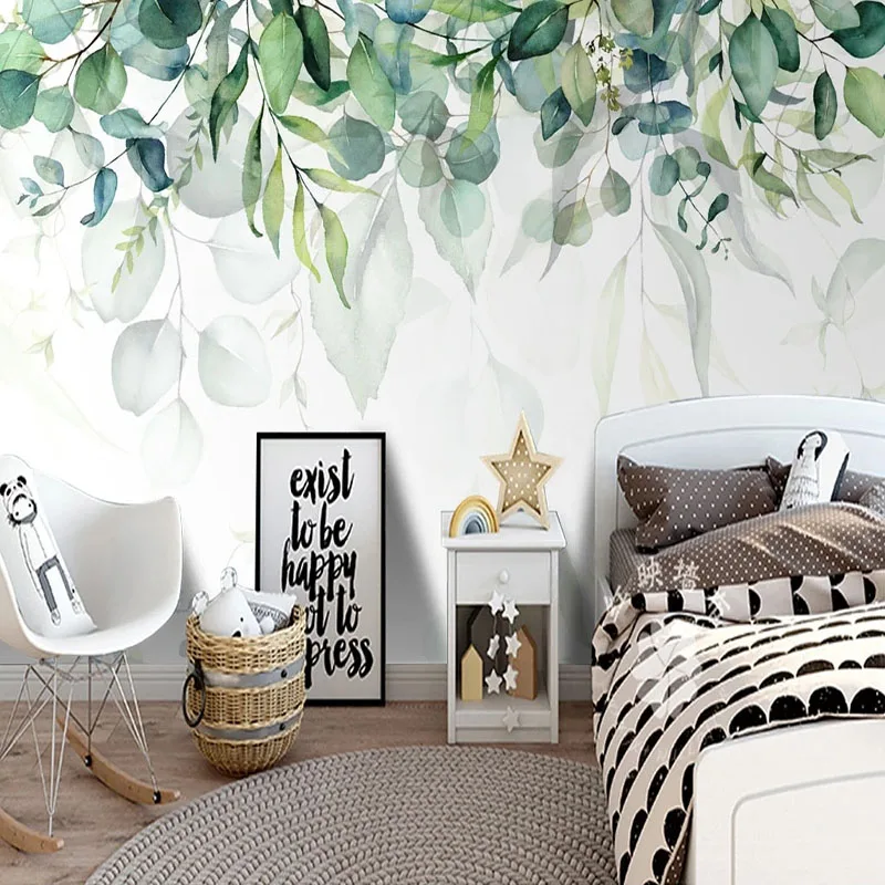 Custom Mural Wallpaper 3D Hand Painted Watercolor Ins Leaves Vines Fresco Living Room TV Sofa Bedroom Background Wall Decor 3 D