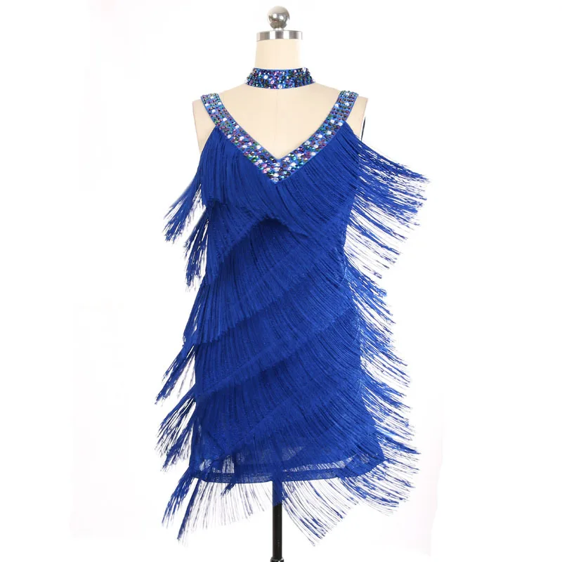 Vestido Flapper de gran Gatsby para mujer, disfraces de actuación de baile de los años 1920, flecos, lentejuelas, Salsa latina