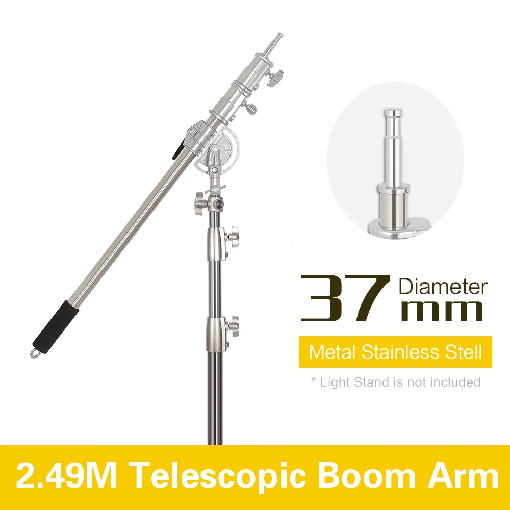 SH 2.9m Light Stand With Stainless Steel Kit Cross Arm With Weight Bag Photo Studio Accessories Extension Telescopic Rod 2.49M