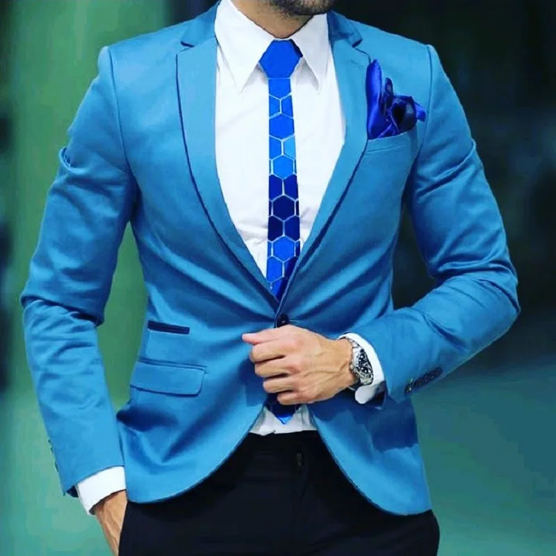 

GEOMETIE Brand Men's Necktie Honeycomb Shape Slim Fit Blue Mirror Tie All Match Fashion Accessory Business Party Luxury