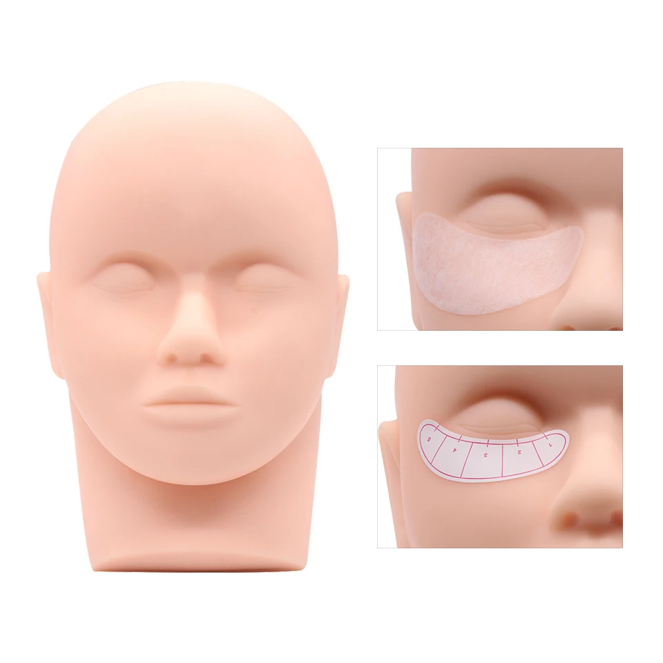 Pro Silicone Training Mannequin Flat Head Closed Eyes for Practice Makeup for Eyelash Extensions Face Painting / False Lash