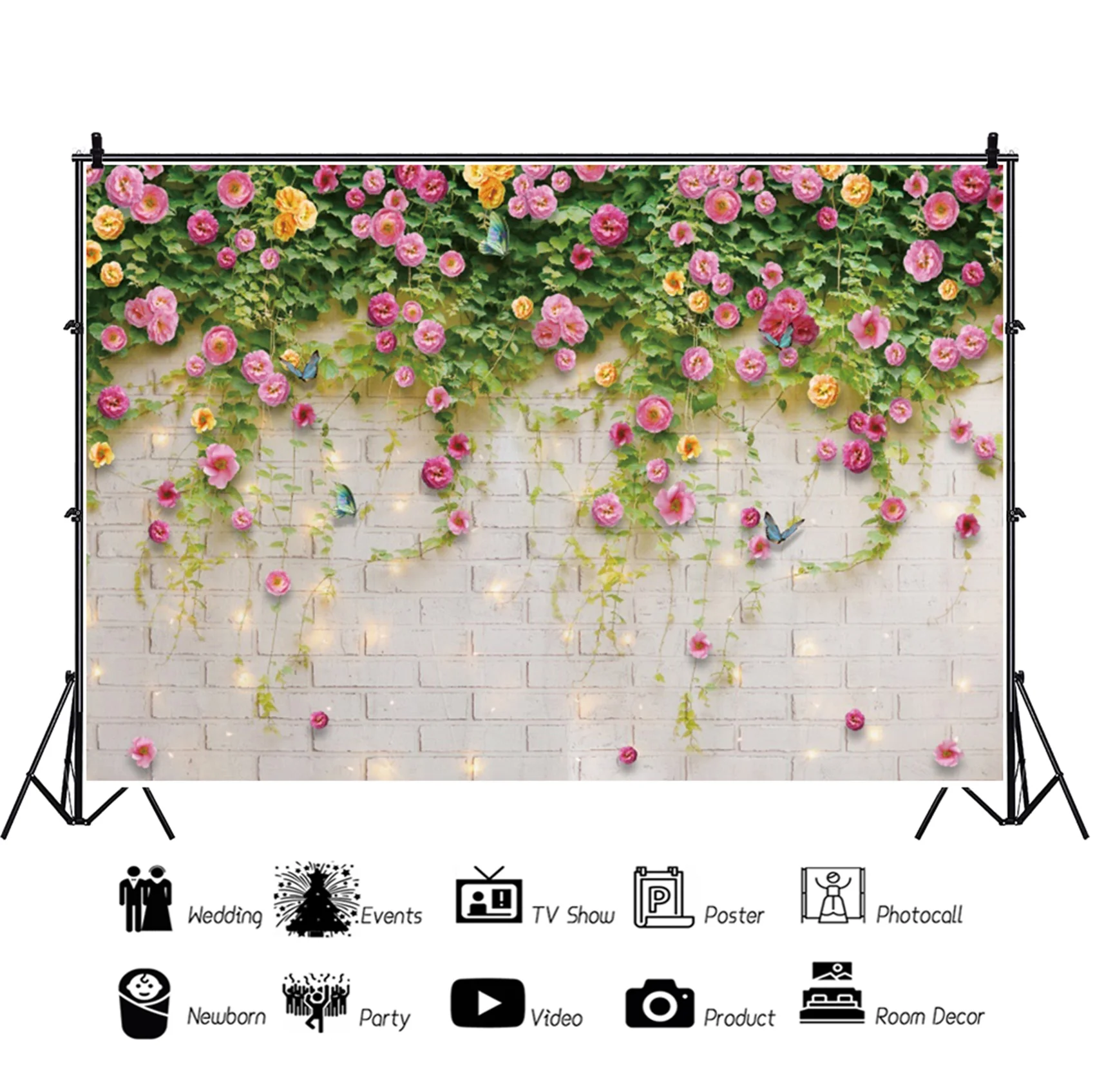 Yeele Weeding Photography Backdrop Glitter Brick Wall Flower Birthday Party Decor Photocall Background Photo Studio Photographic