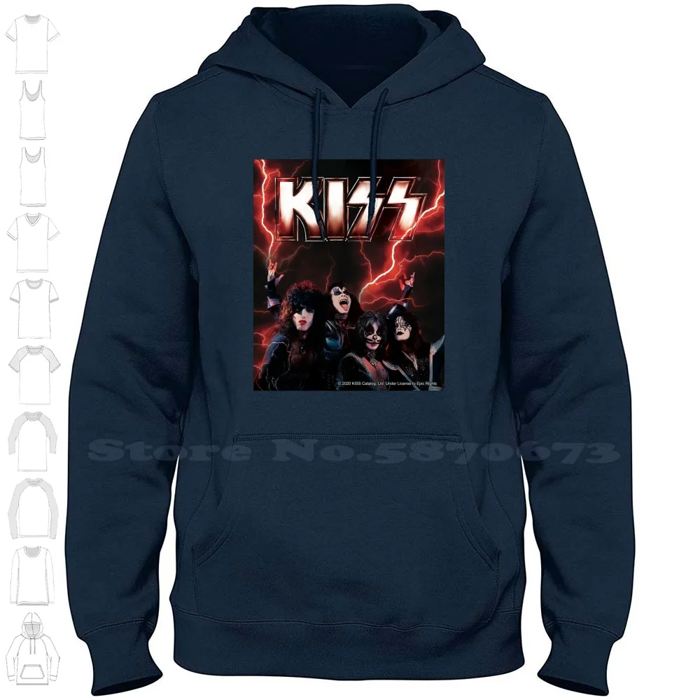 Kiss Rock Band Music-Red Lightning Streetwear Sport Hoodie Sweatshirt Kiss Fan Art Kiss Band Kiss Music Kiss The Band Kiss