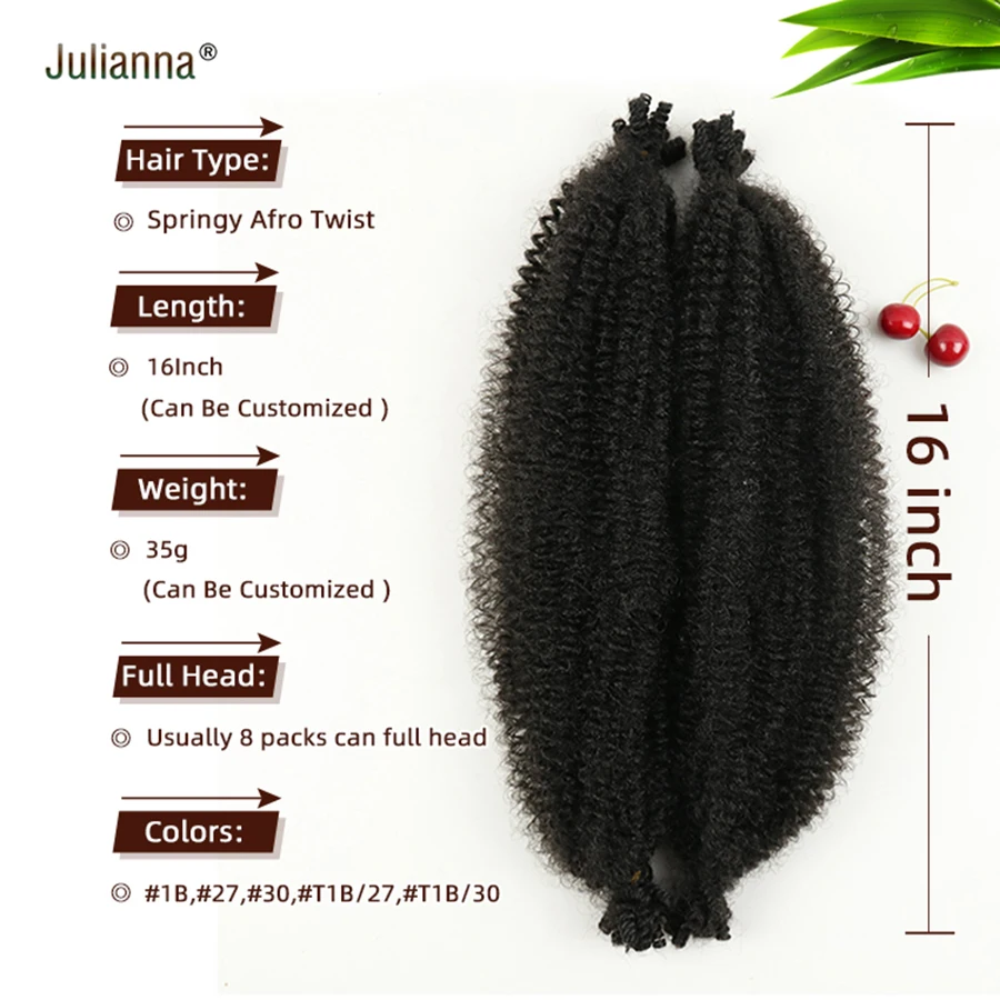 JULIANNA Crochet hair Curly Afro spring twist Soft 99J Brown Blonde Synthetic Kanekalon Braids Crochet Braiding Hair Extensions