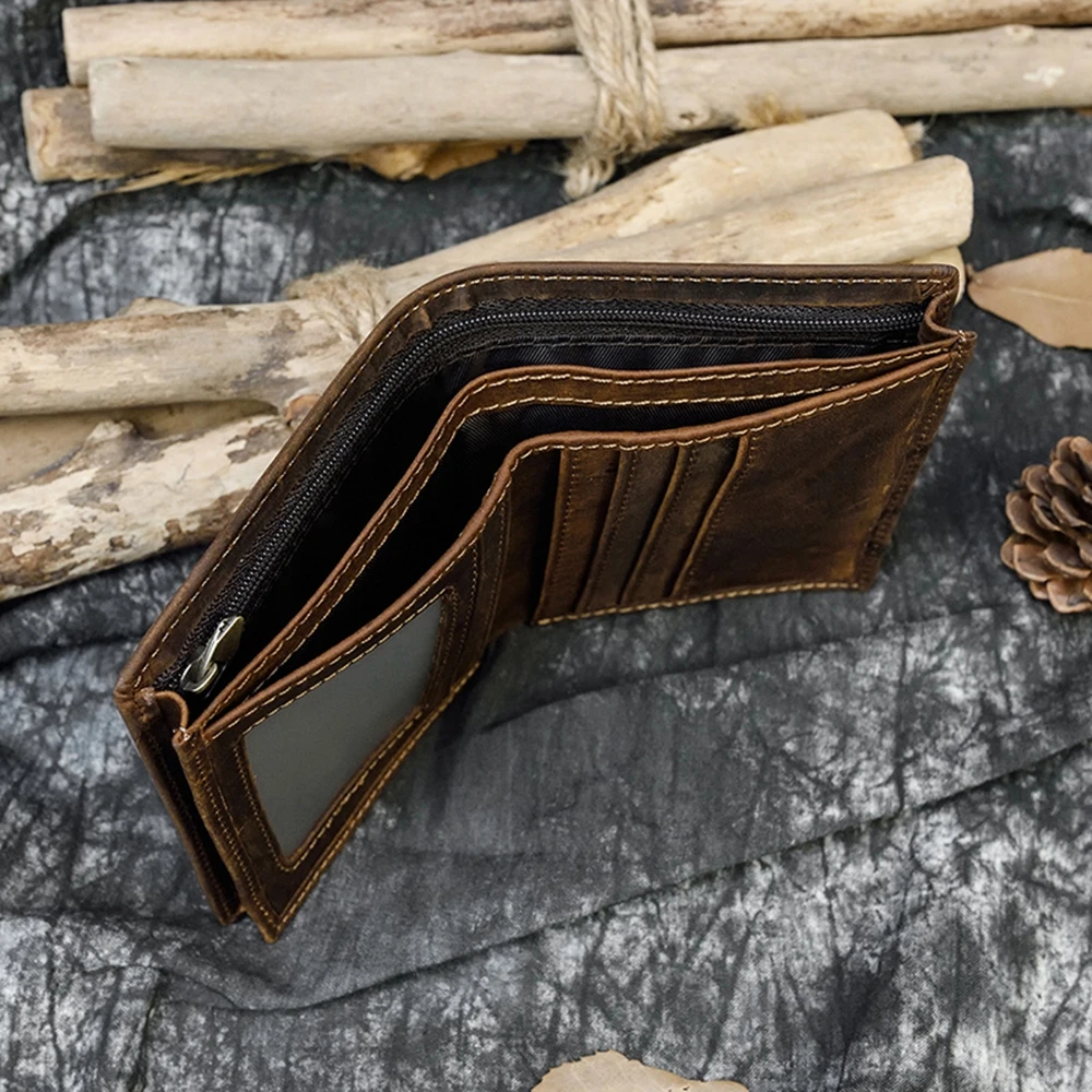 Luufan 2020 Men\'S Leather Wallet England Classical Brown With Coin Bag Zipper Purse  Card Holder Small Money Pocket Wallets