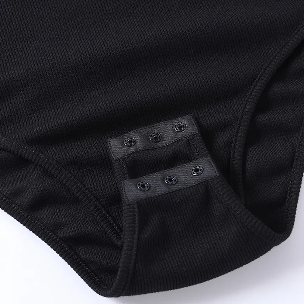 Basic Black One Shoulder Skinny Women's Bodysuit Long Sleeve Turtleneck Skinny Slim Sexy Fashion Streetwear Female Clothes