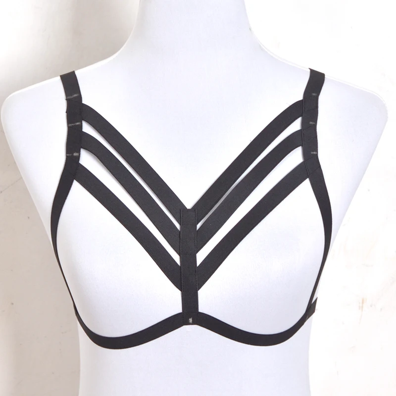 

Wholesale 2pcs Body Harness Bra Sexy Goth Lingerie for Women Top Cage Bralette Fetish Bondage Harness Plus Size festival Rave