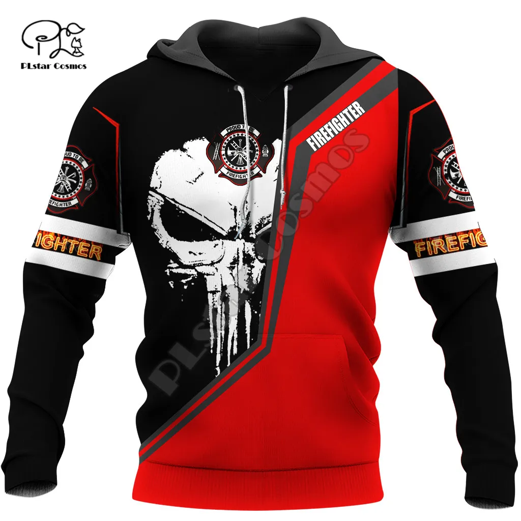 

PLstar Cosmos Cool Skull Firefighter Fireman 3D Print Hoodies Sweatshirts Zip Hooded For Men And Women Casual Streetwear Q25