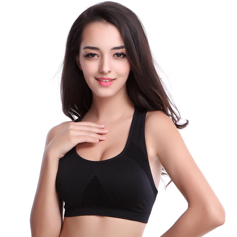 

LUKITAS Women Fitness High Stretch Workout Stretch Tank Top Yoga Padded Vest Nylon Sport Bra Tops Breathable Seamless Sports Bra